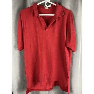 Steeple Chase Men's Sz L Red Short Sleeve Hi Lo Hem Polo Shirt